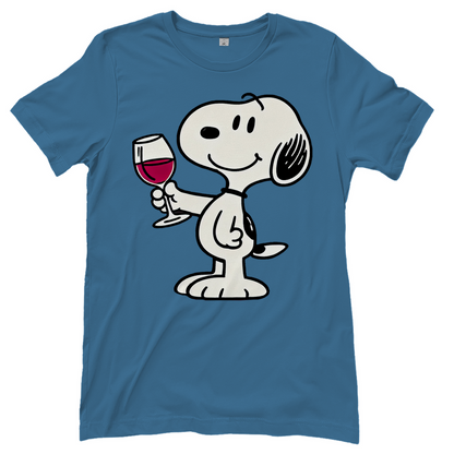 Snoopy mit Wein -  Die Peanuts - Damenshirt