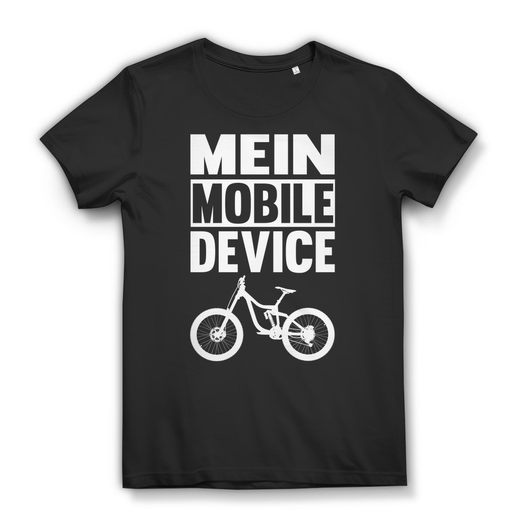 Lustiges Damen Bio T-Shirt Mein Mobile Device Fahrrad Mountainbike Bikerin Fun Black
