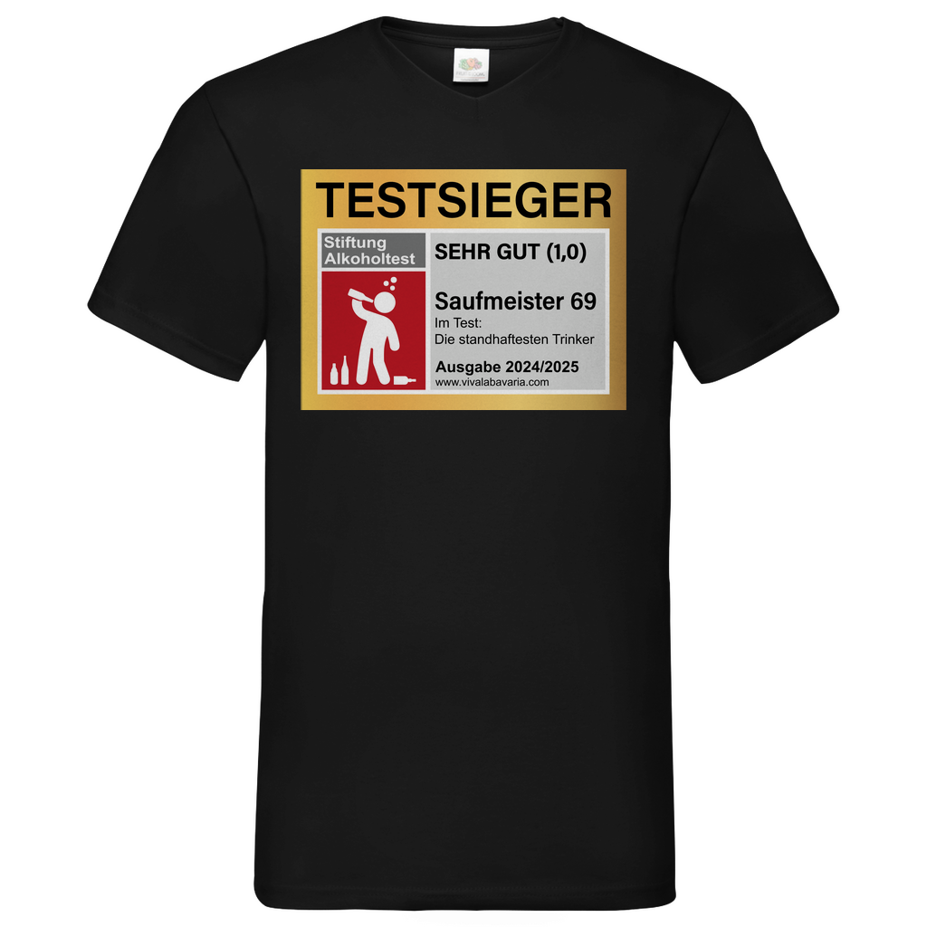 Testsieger Saufmeister 69 - Herren V-Neck Shirt Black