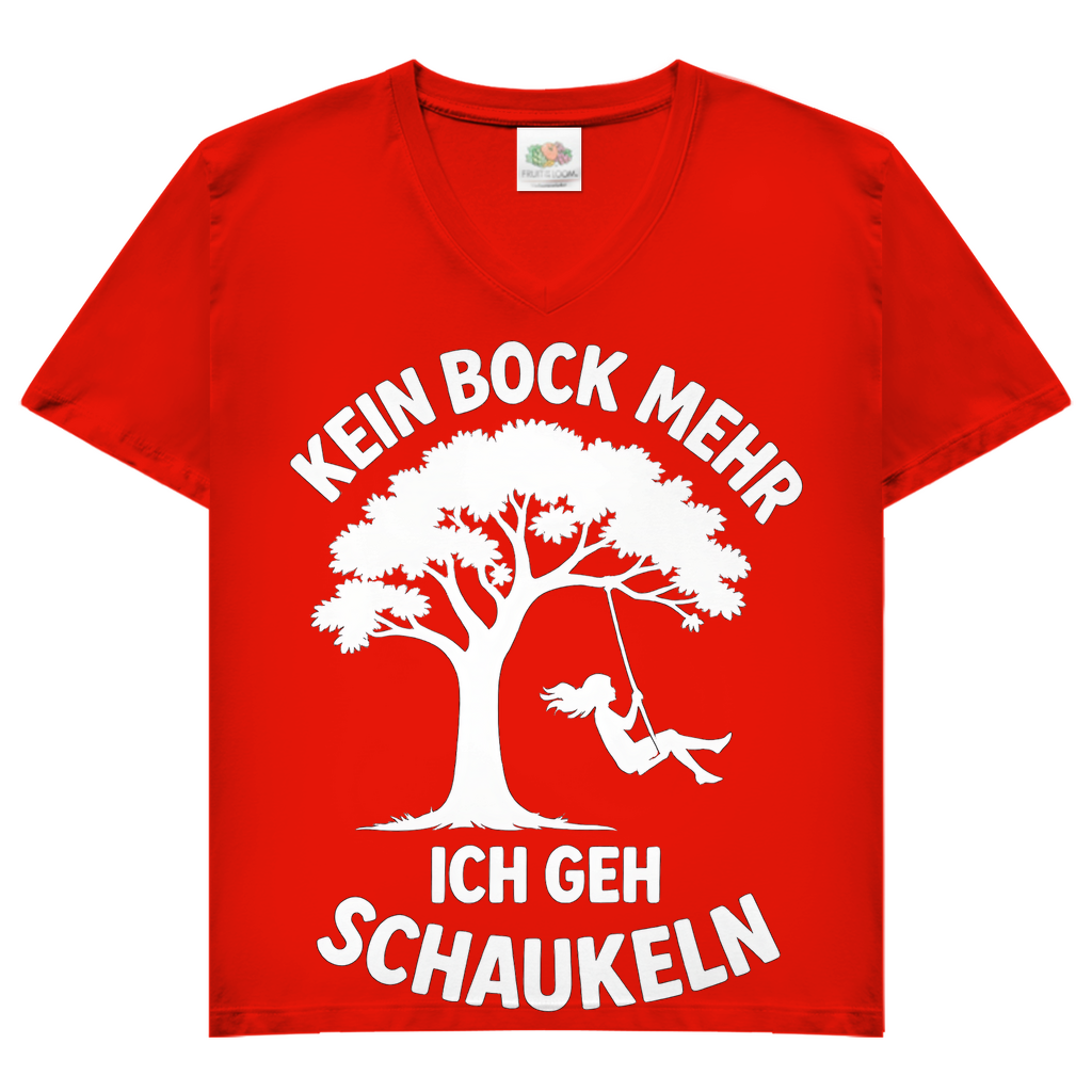 Damen V-Neck T-Shirt Kein Bock Mehr Ich Geh Schaukeln Red