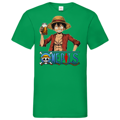 One Pils - One Piece Ruffy - Herren V-Neck Shirt Kelly Green