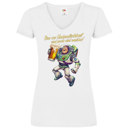 Bier zur Unendlichkeit und noch viel weiter - Buzz Lightyear Toy Story - V-Neck Damenshirt White