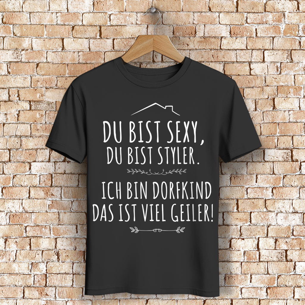 Dorfkind vs Styler – Lustiges Herren T-Shirt fürs Landleben mit Dorfkind-Spruch