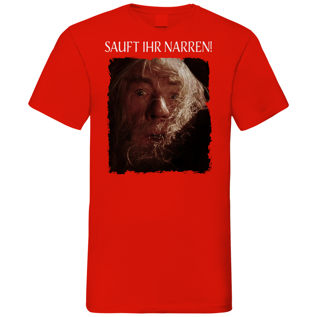 Sauft ihr Narren! Der Herr der Ringe Gandalf - Herren V-Neck Shirt