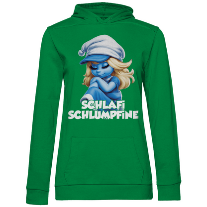 Schlafi Schlumpfine Grafik - Damen Hoodie Kelly Green