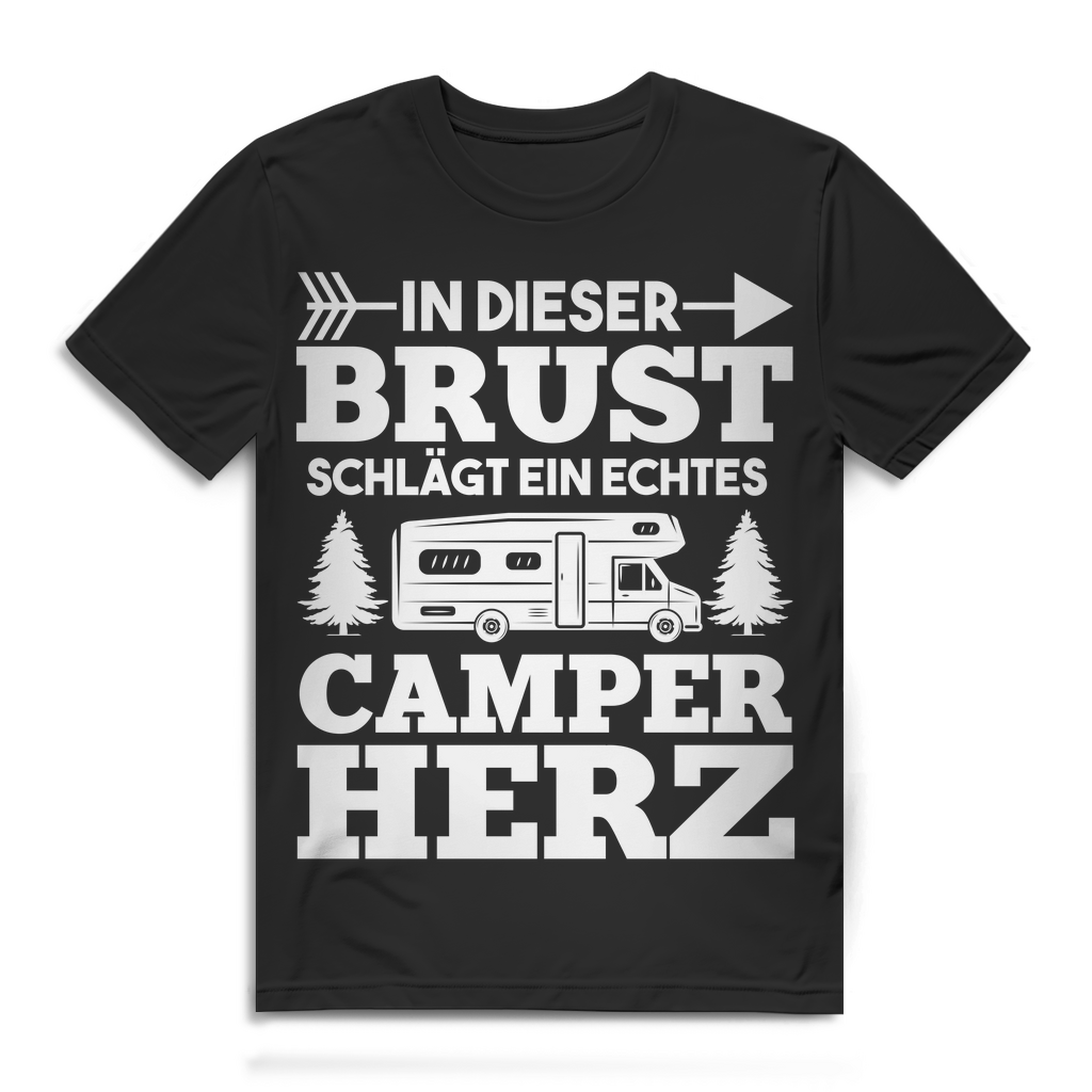 Herren T-Shirt In dieser Brust schlägt ein echtes Camper Herz Bio Baumwolle Black
