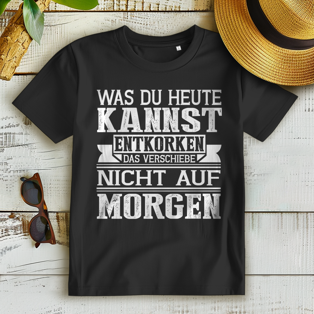 Wein Liebhaber Damen T-Shirt Spruch Was du heute kannst entkorken Bio Baumwolle
