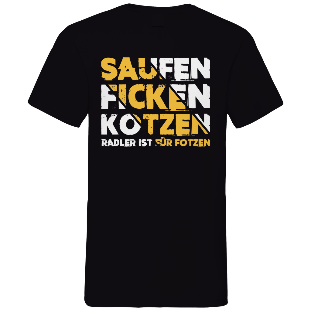 Saufen Ficken Kotzen Radler ist für Fotzen - Herren V-Neck Shirt