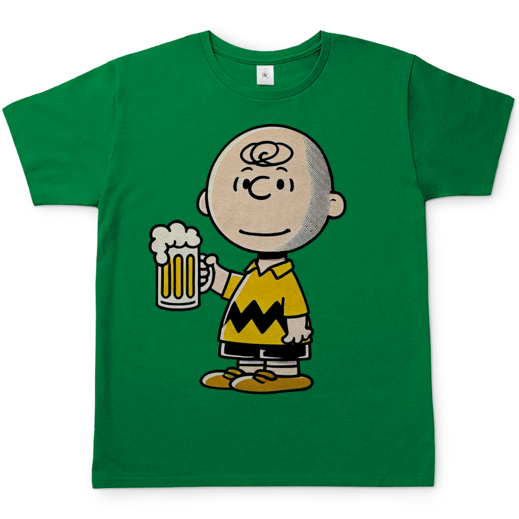 Charly Brown mit Bier - Die Peanuts - Herren Shirt Kelly Green