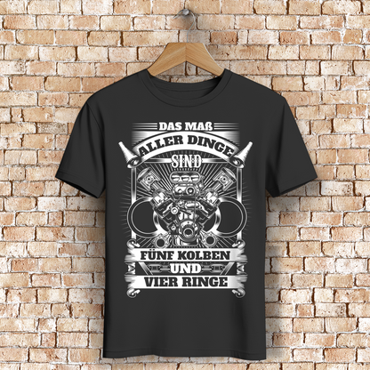 Fünfzylinder Herren Shirt – Männer T-Shirt mit Kolben-Motiv und 4 Ringen