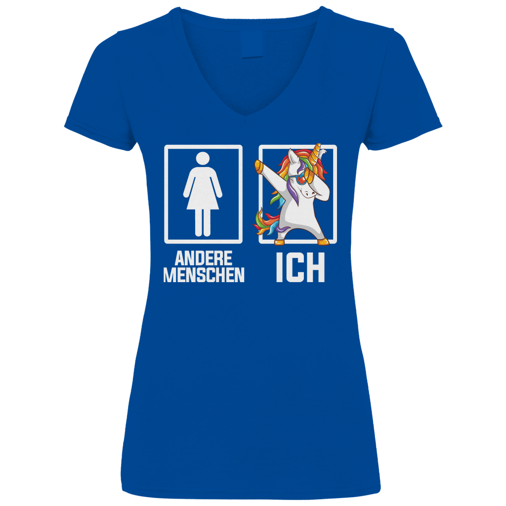 Andere Menschen Ich Einhorn - V-Neck Damenshirt