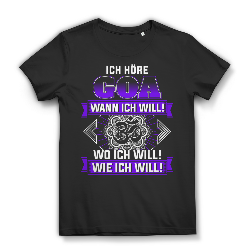 Goa Shirt Damen – Festival T-Shirt mit Spruch und Om Mandala für Psytrance Fans Black