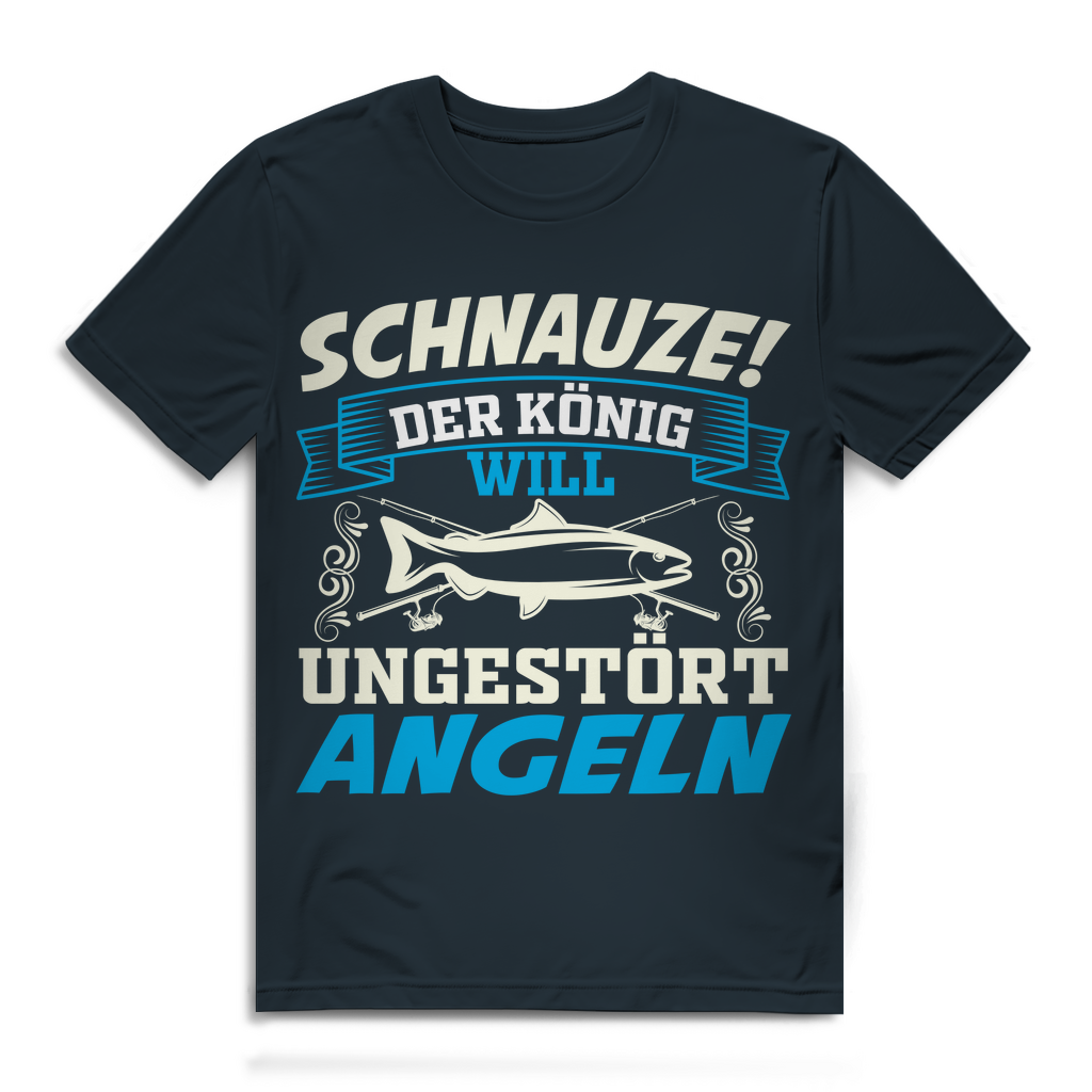 Herren T-Shirt – Schnauze der König will ungestört angeln – Angler Spruchshirt