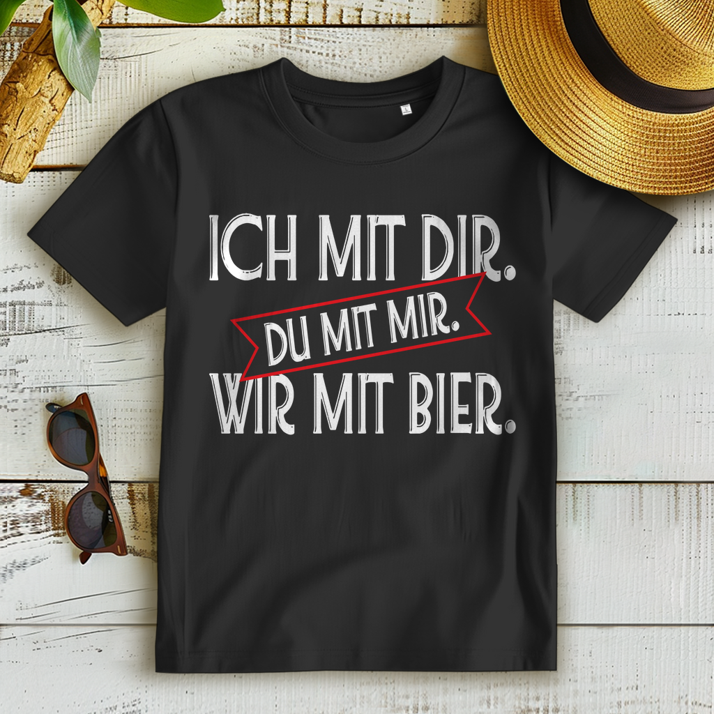 Ich mit dir. Du mit mir. Wir mit Bier. - Damen Premium Bio T-Shirt Schwarz