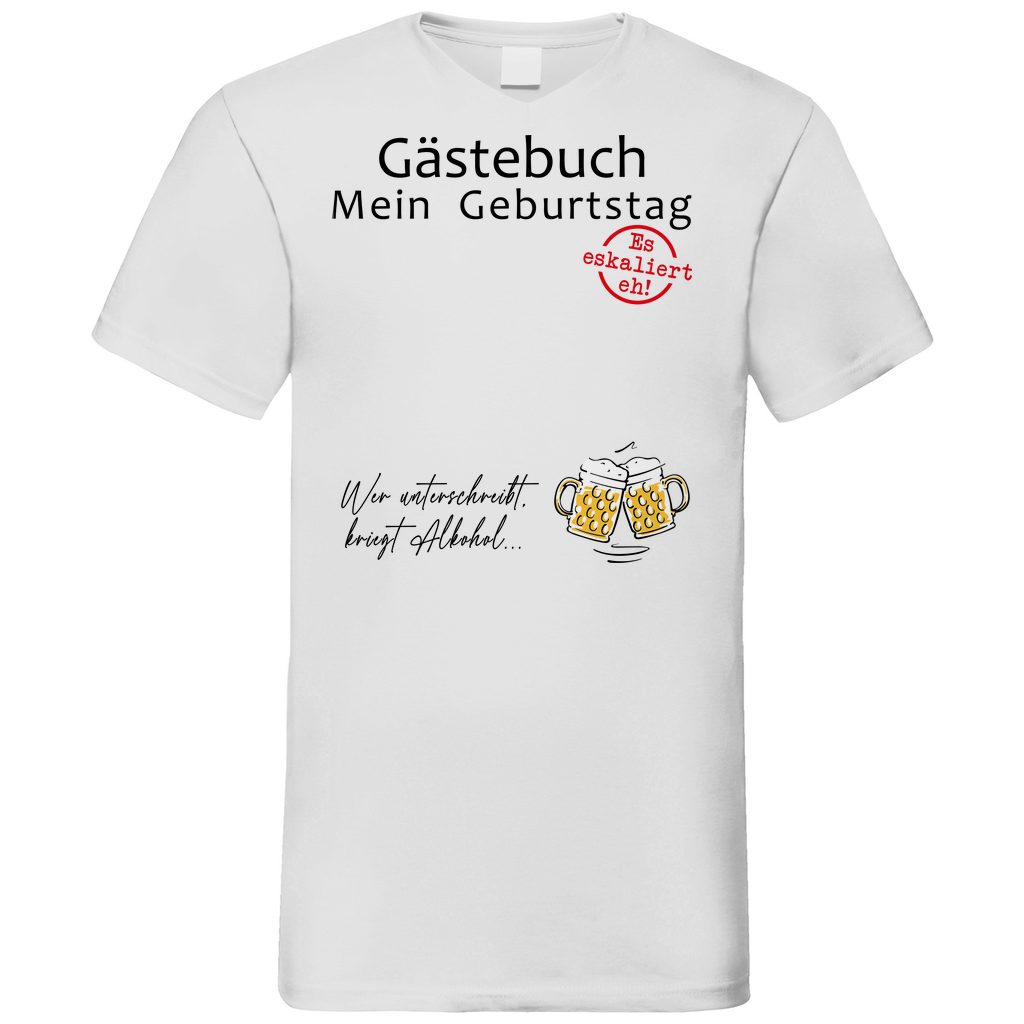 Gästebuch mein Geburtstag Geburtstagsgeschenk - Herren V-Neck Shirt