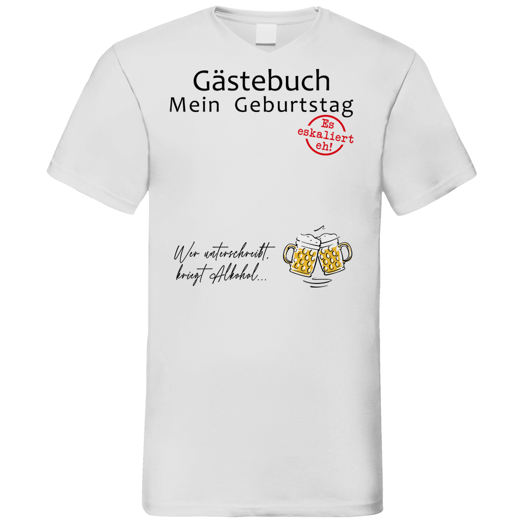 Gästebuch mein Geburtstag Geburtstagsgeschenk - Herren V-Neck Shirt White