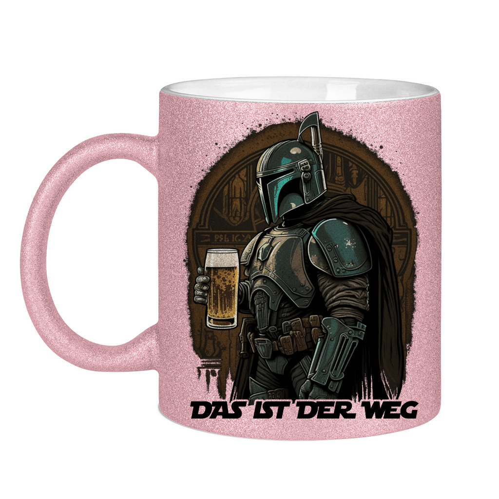 Das ist der Weg Mandalorianer Bier - Glitzertasse Pink Glitter
