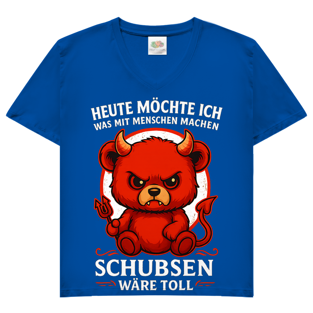 Heute möchte ich was mit Menschen machen Schubsen wäre toll Damen V-Neck T-Shirt Royal Blue