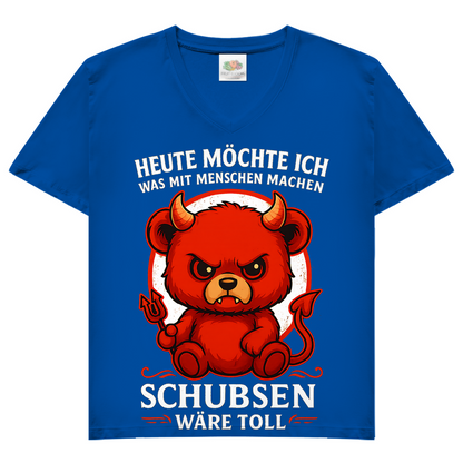 Heute möchte ich was mit Menschen machen Schubsen wäre toll Damen V-Neck T-Shirt Royal Blue