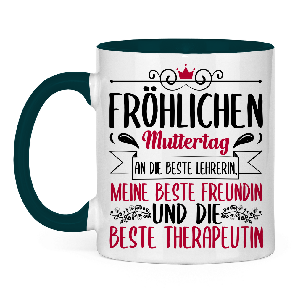 Fröhlichen Muttertag an die beste Mutter - Tasse zweifarbig