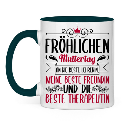 Fröhlichen Muttertag an die beste Mutter - Tasse zweifarbig
