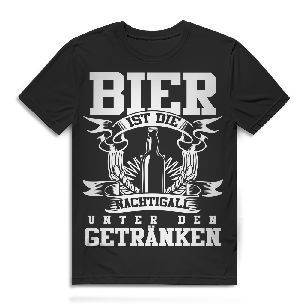 Bier Nachtigall Getränk Shirt Männer Lustiges T-Shirt für Biertrinker &amp; Genießer Black