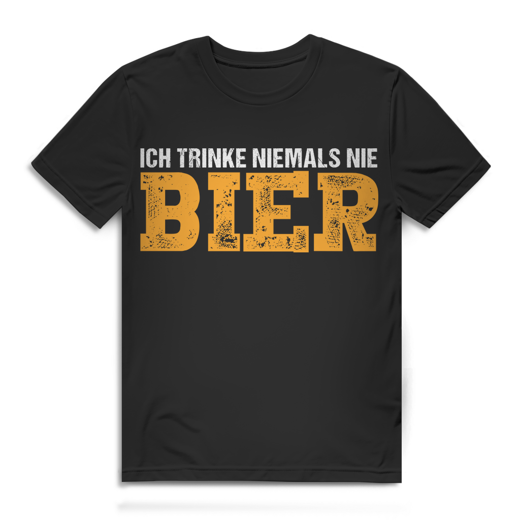 Ich trinke niemals nie Bier – Lustiges Herren T-Shirt mit Spruch Statement Black
