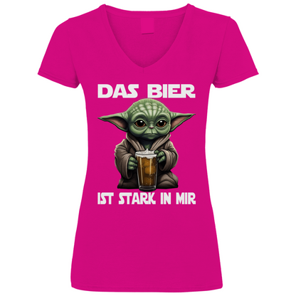 Das Bier ist stark in mir - Baby Yoda Grogu - V-Neck Damenshirt