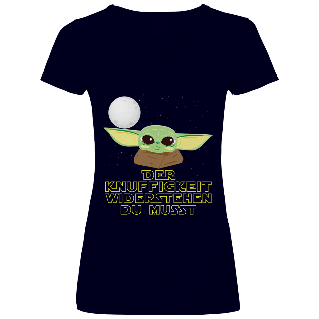 Knuffigkeit widerstehen - Baby Yoda Grogu - V-Neck Damenshirt