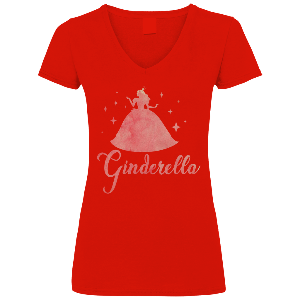 Ginderella - Prinzessin Aquarell - V-Neck Damenshirt