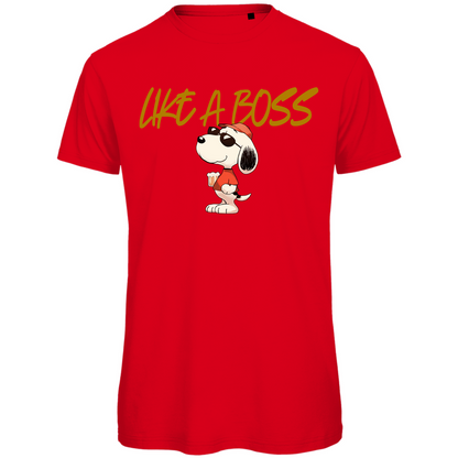 Peanuts Snoopy mit Bier Like a Boss - Herren Premium Bio T-Shirt