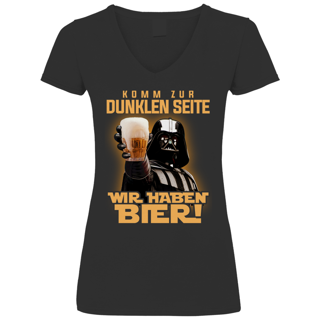 Komm zur dunklen Seite wir haben Bier Darth Vader - V-Neck Damenshirt