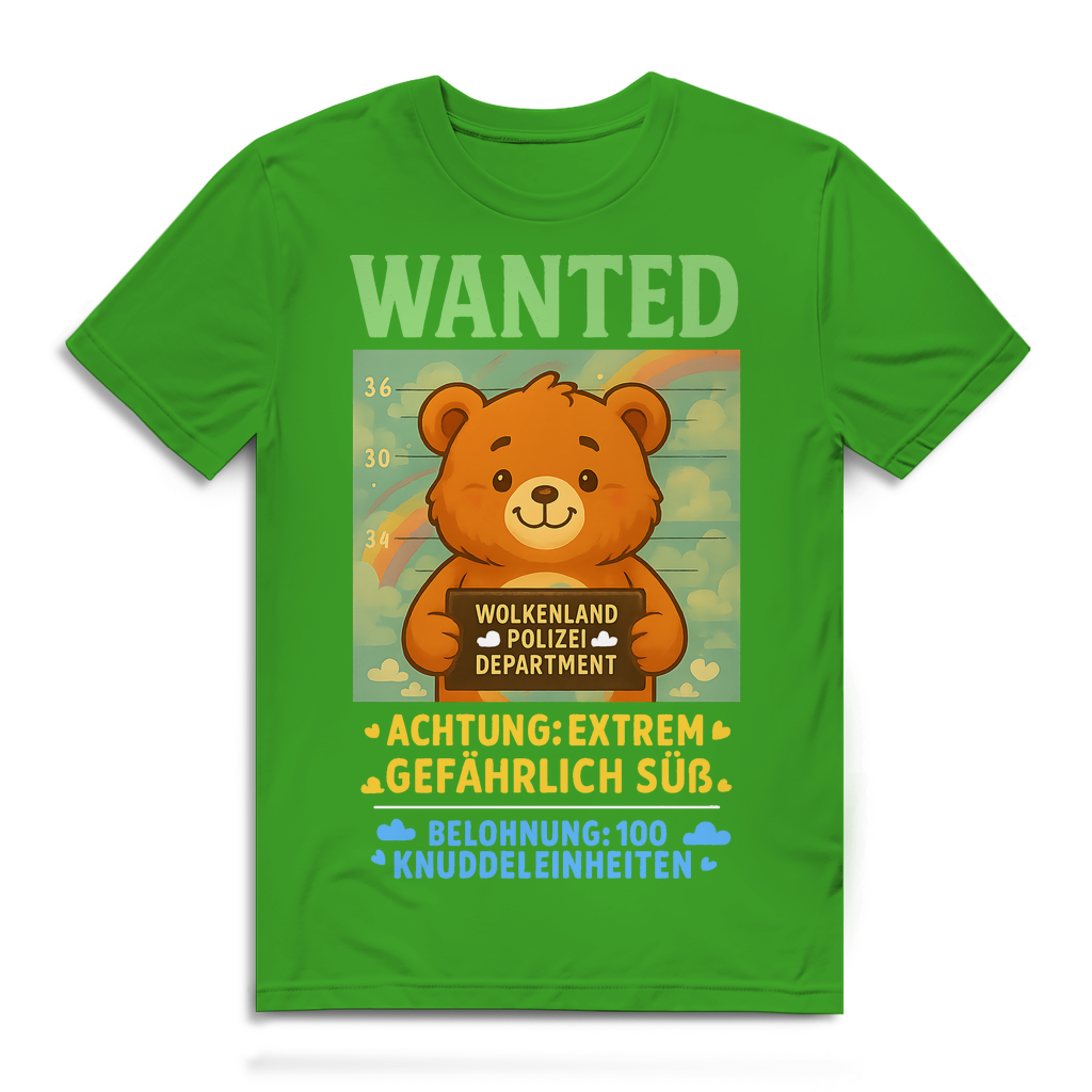 Herren Premium Bio T-Shirt Wanted Glücksbärchi Wolkenland Extrem Gefährlich Süß Real Green