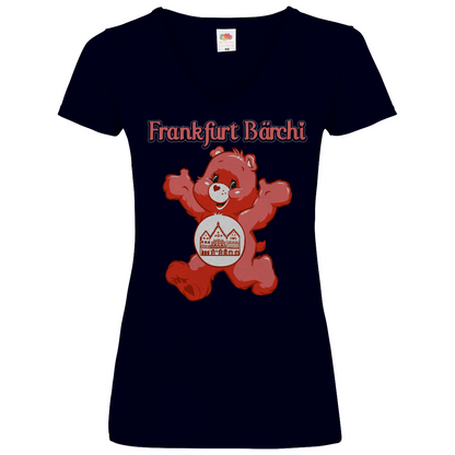 Frankfurt Bärchi - Glücksbärchi - V-Neck Damenshirt Deep Navy