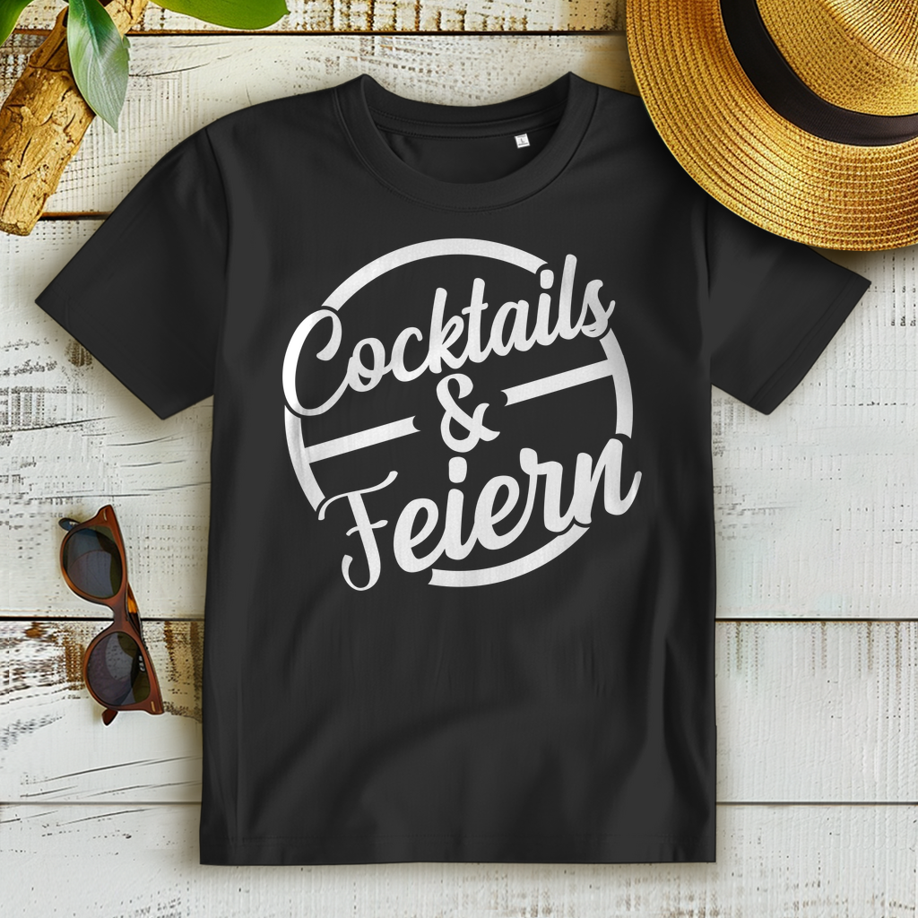 Damen T-Shirt mit Aufdruck Cocktails &amp; Feiern – Party Outfit Sommerlook