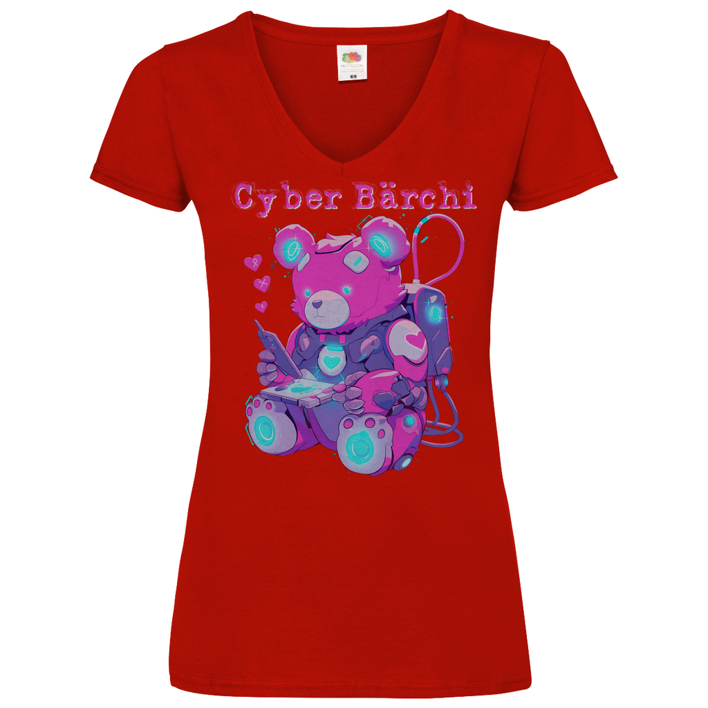 Cyber Bärchi - Glücksbärchi - V-Neck Damenshirt