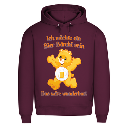 Herren Premium Bio Hoodie Ich möchte ein Bier Bärchi sein das wäre wunderbar! Burgundy