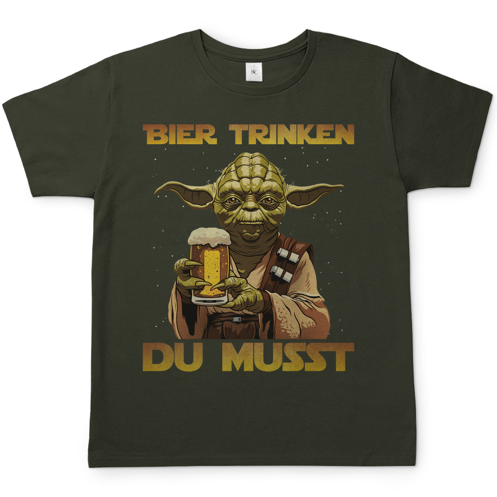 Bier trinken du musst - Yoda Star Wars - Herren Shirt Urban Khaki