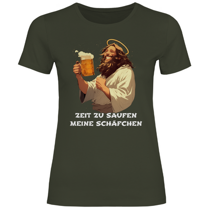 Zeit zu saufen meine Schäfchen - Damenshirt Urban Khaki