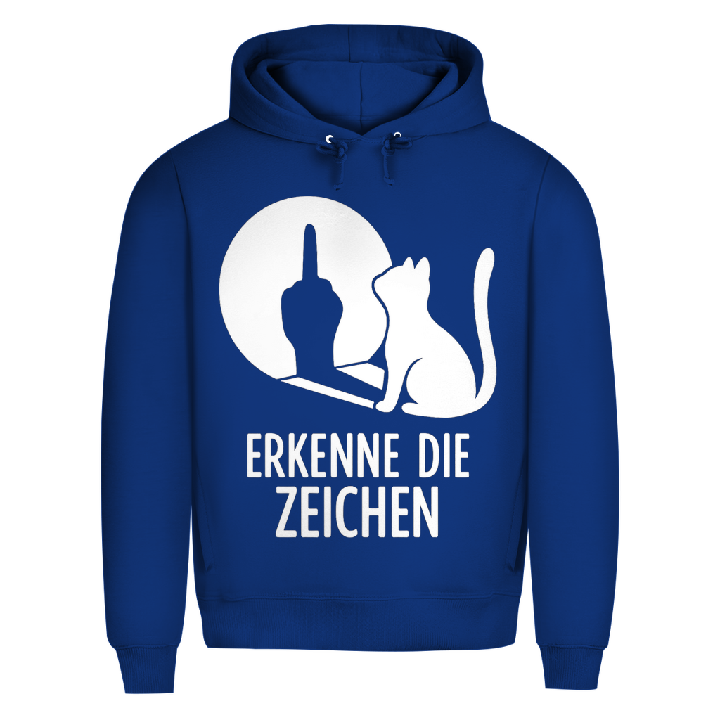Herren Premium Bio Hoodie Erkenne Die Zeichen Katze Katzenliebhaber Royal