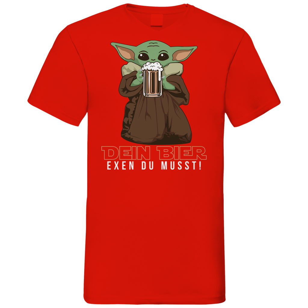 Dein Bier exen du musst Baby Yoda - Herren V-Neck Shirt