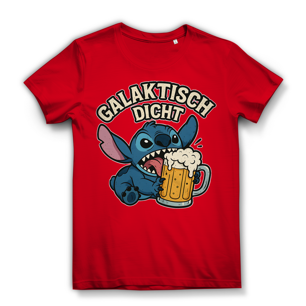 Stitch Galaktisch Dicht Bier Alien - Damen Premium Bio T-Shirt Red
