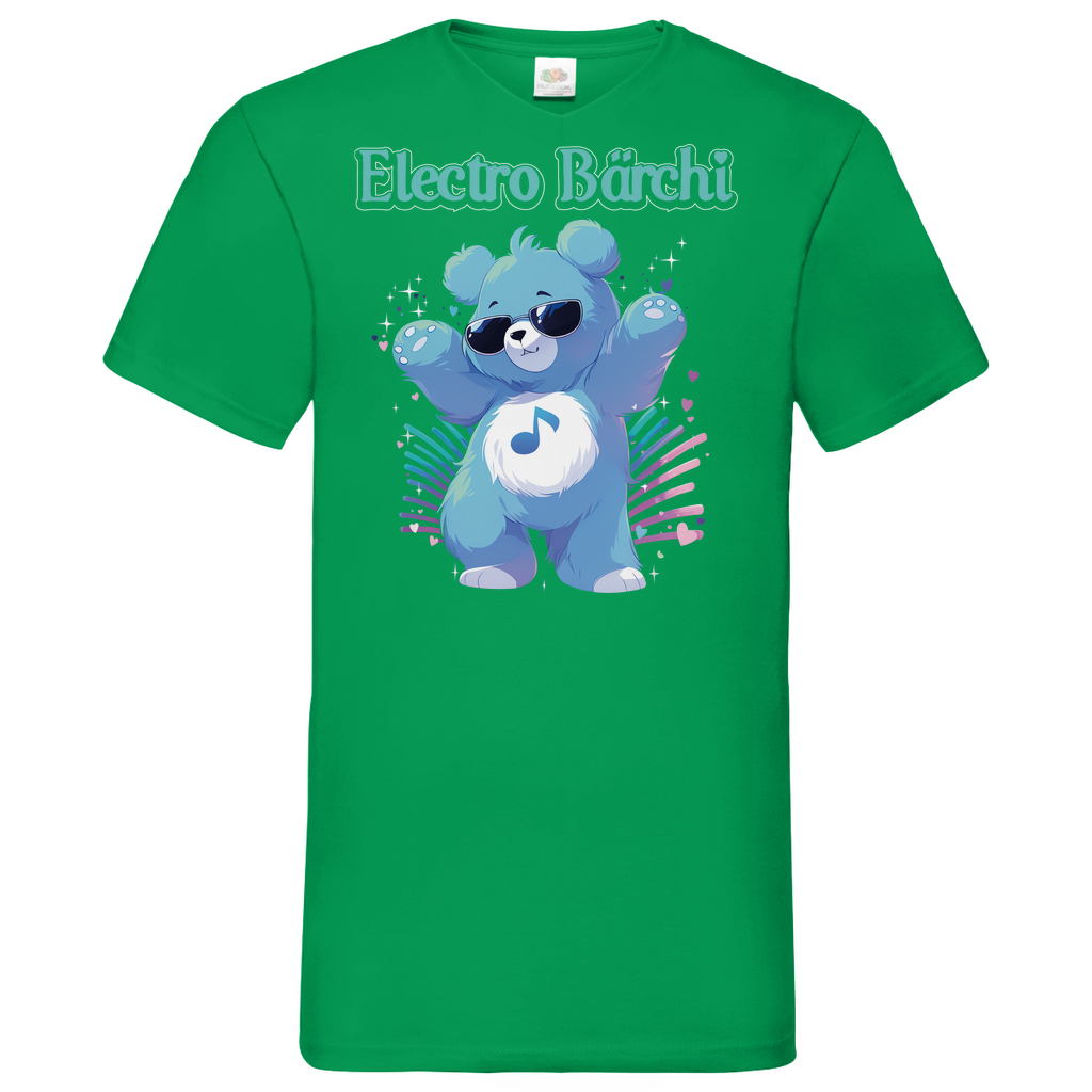 Electro Bärchi - Glücksbärchi - Herren V-Neck Shirt Kelly Green