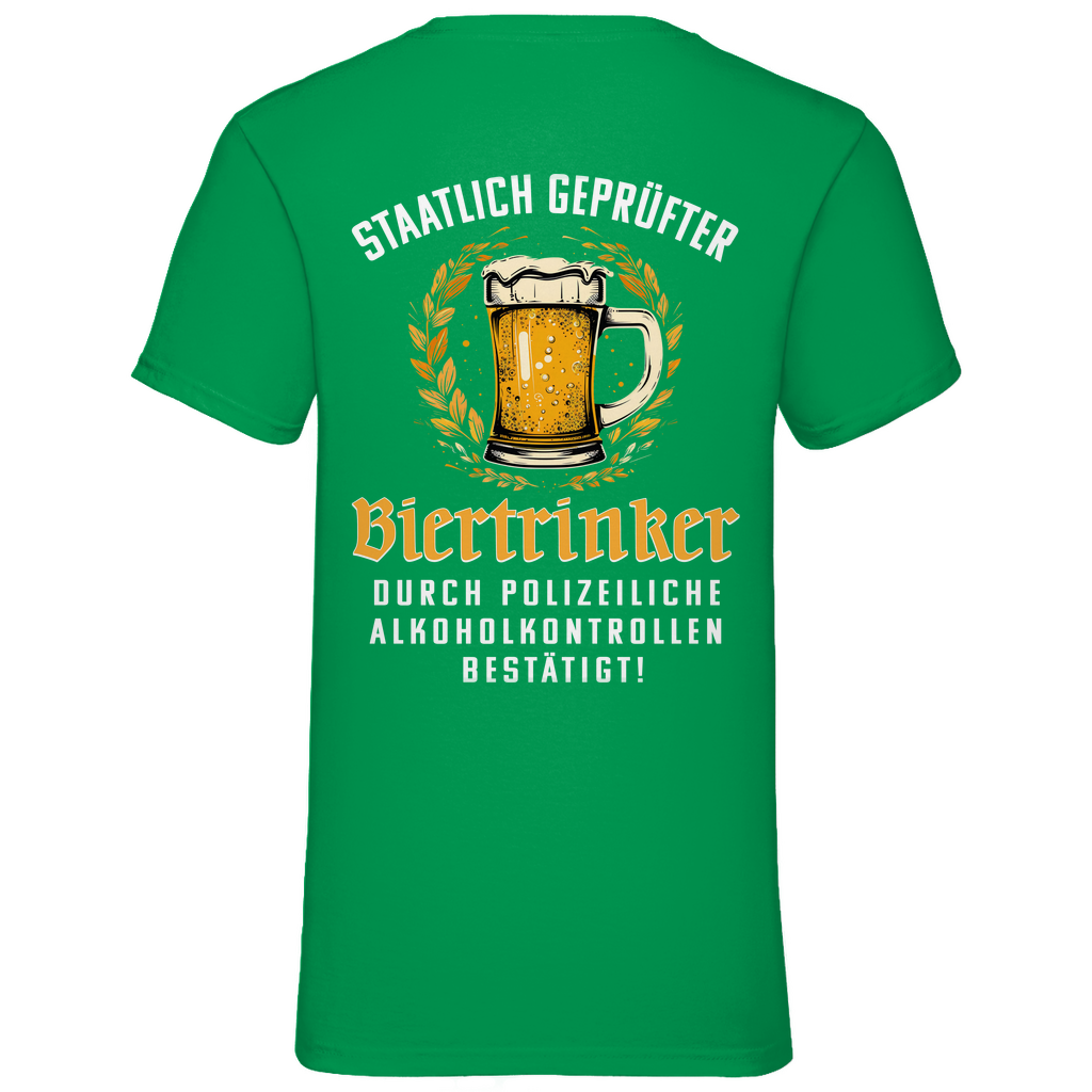 Staatlich geprüfter Biertrinker - Herren V-Neck Shirt Kelly Green