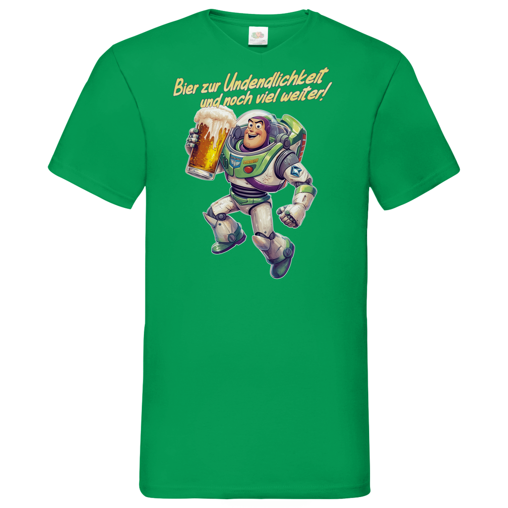 Bier zur Unendlichkeit und noch viel weiter - Buzz Lightyear Toy Story - Herren V-Neck Shirt Kelly Green
