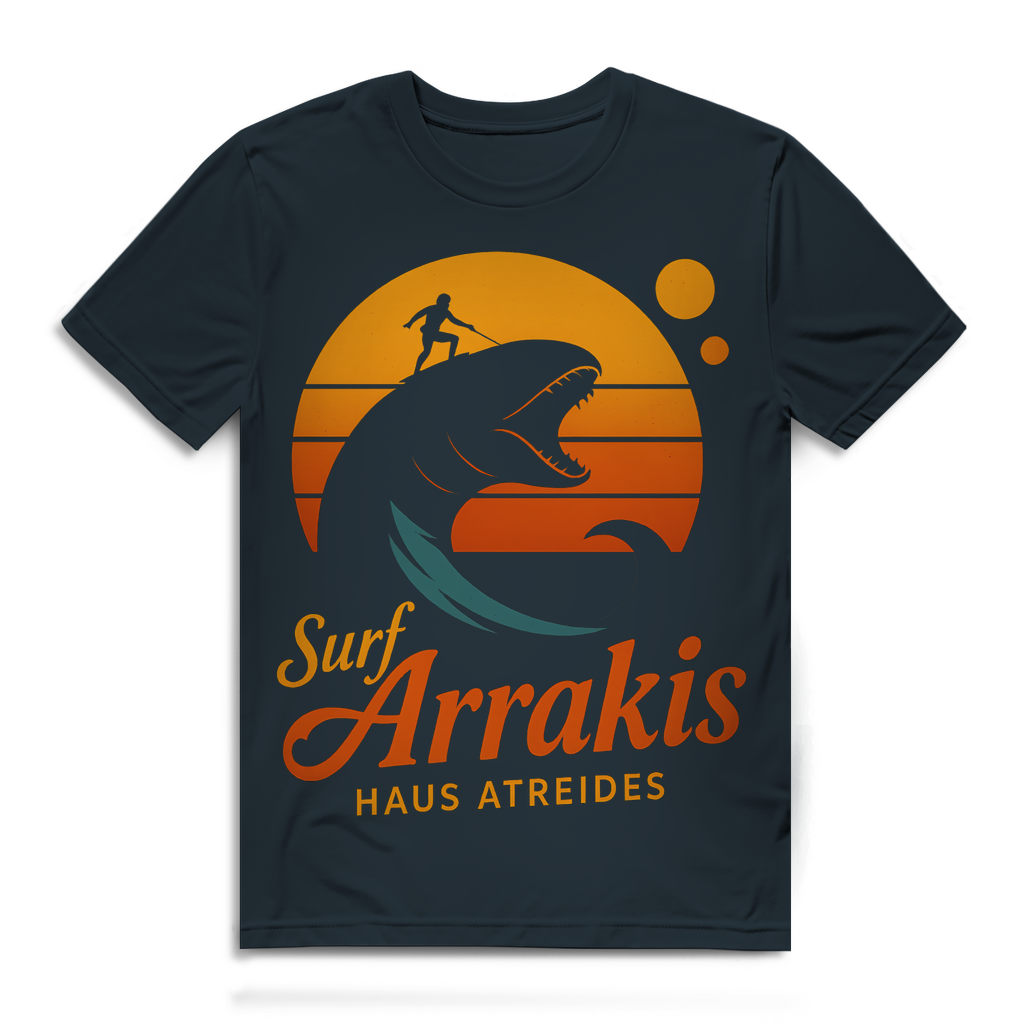 Surf Arrakis Sandwurm Retro Vintage Dune Haus Atreides - Herren Premium Bio T-Shirt Dark Grey Solid