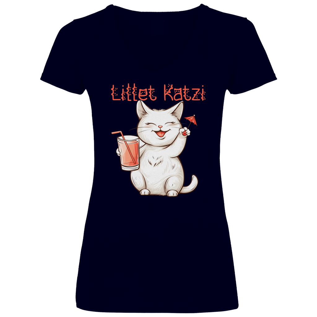 Lillet Katzi Katze - V-Neck Damenshirt