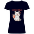 Lillet Katzi Katze - V-Neck Damenshirt Deep Navy
