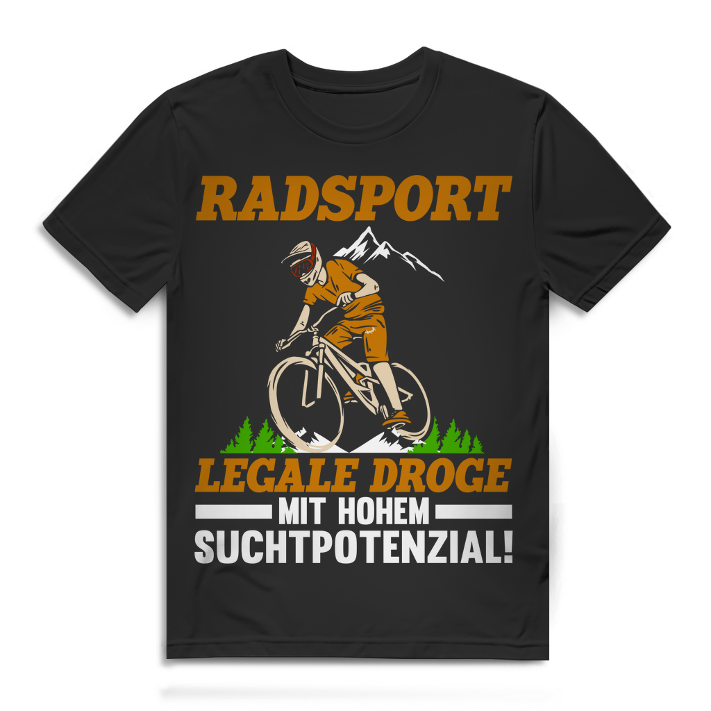 Herren Bio T-Shirt Fahrrad Spruch Radsport legale Droge Fun Mountainbike Humor Black