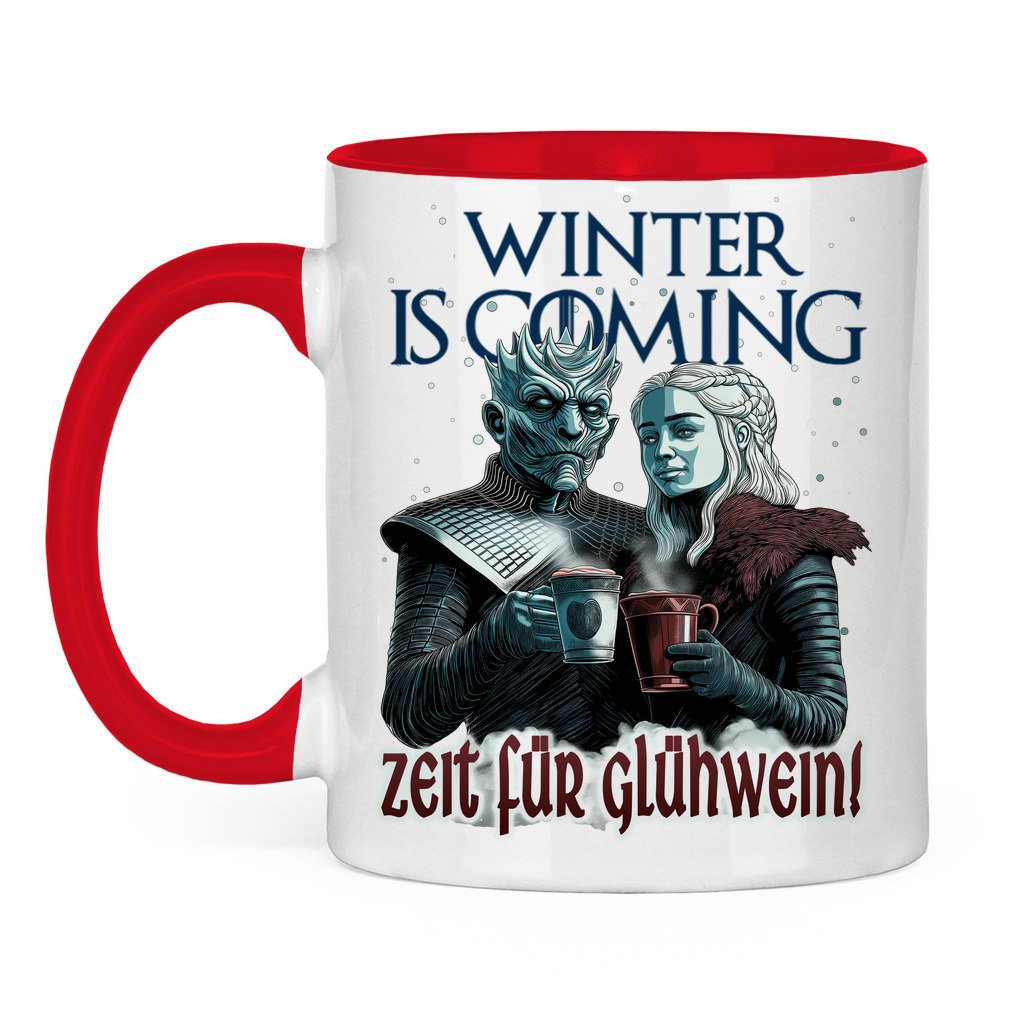 Winter is coming - Zeit für Glühwein - Tasse zweifarbig Red